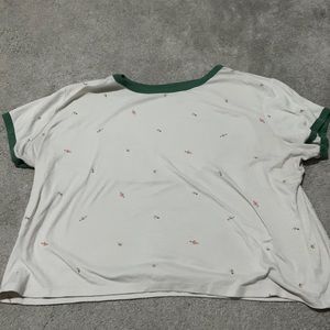 Cream base shirt with colorful flowers